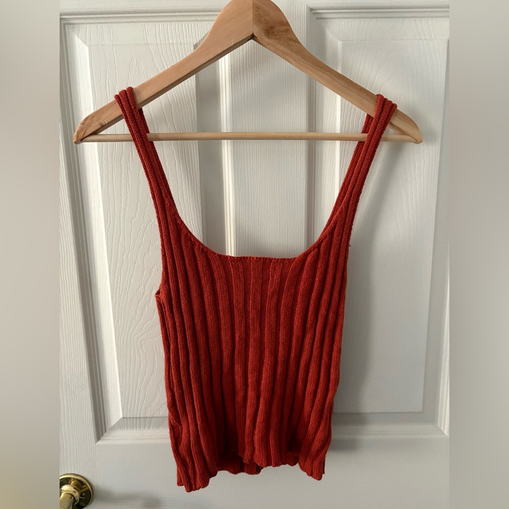 Urban Outfitters Womens Burnt Orange Ribbed Sweater Tank Button Front Size Small - Picture 9 of 9